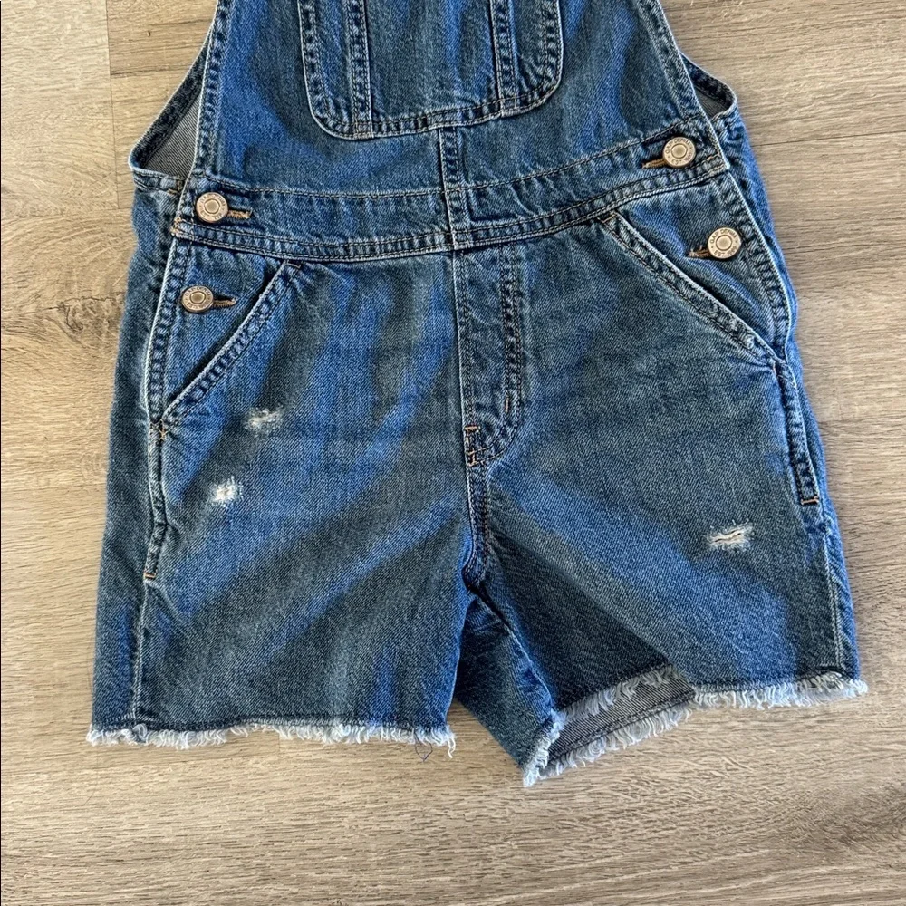GAP Distressed Denim Shortalls Overalls Girls Medium 8-9 year old Cotton